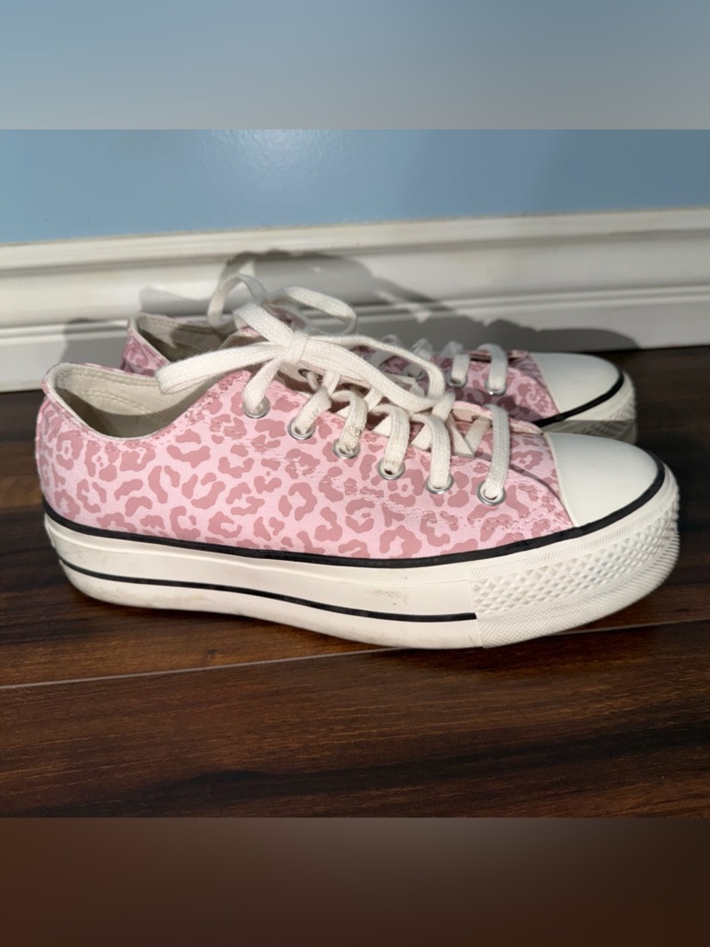 Converse Pink Leopard Print Low Top Sneakers